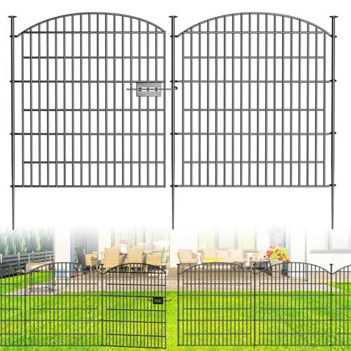 10 Panels No Dig Decorative Garden Fence 40 in x 23.6 ft Rustproof Metal Fencing L570