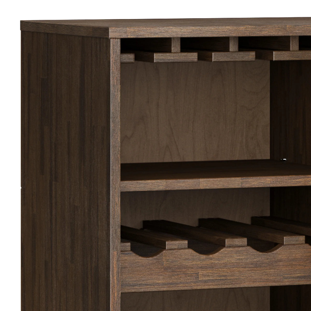 Rustic Natural Aged Brown Solid Acacia Wood Wine Cabinet R648