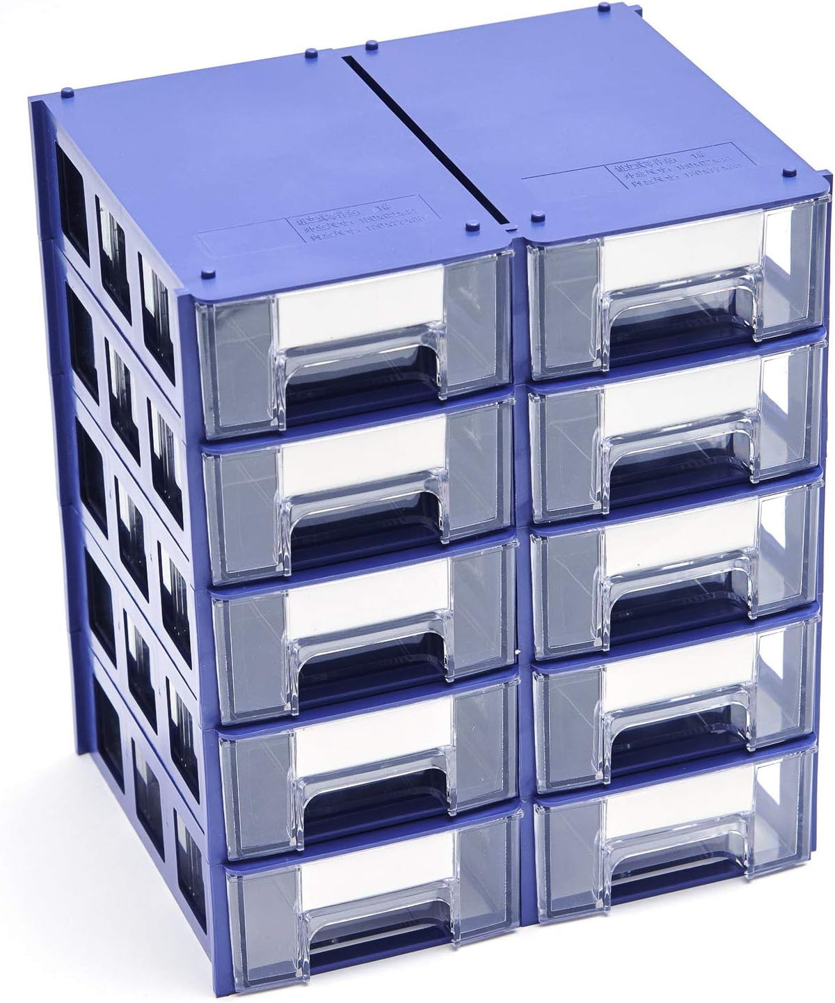 Blue Plastic Storage Drawers Set of 10 B4912