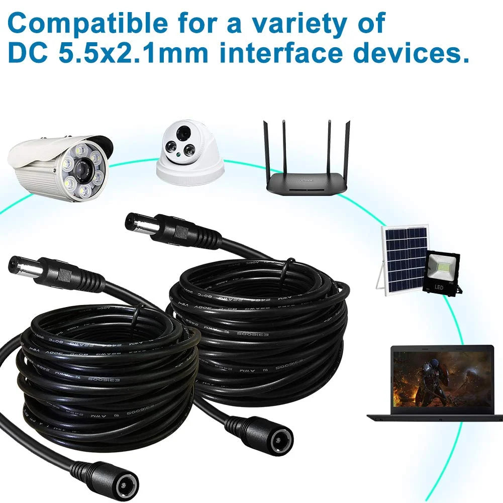 3ft DC Extension Cable 5.5mm x 2.1mm Male to Female Power Cord M395803
