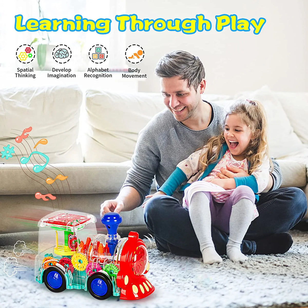 Battery-Powered Baby Train Toy with Light and Music X605072
