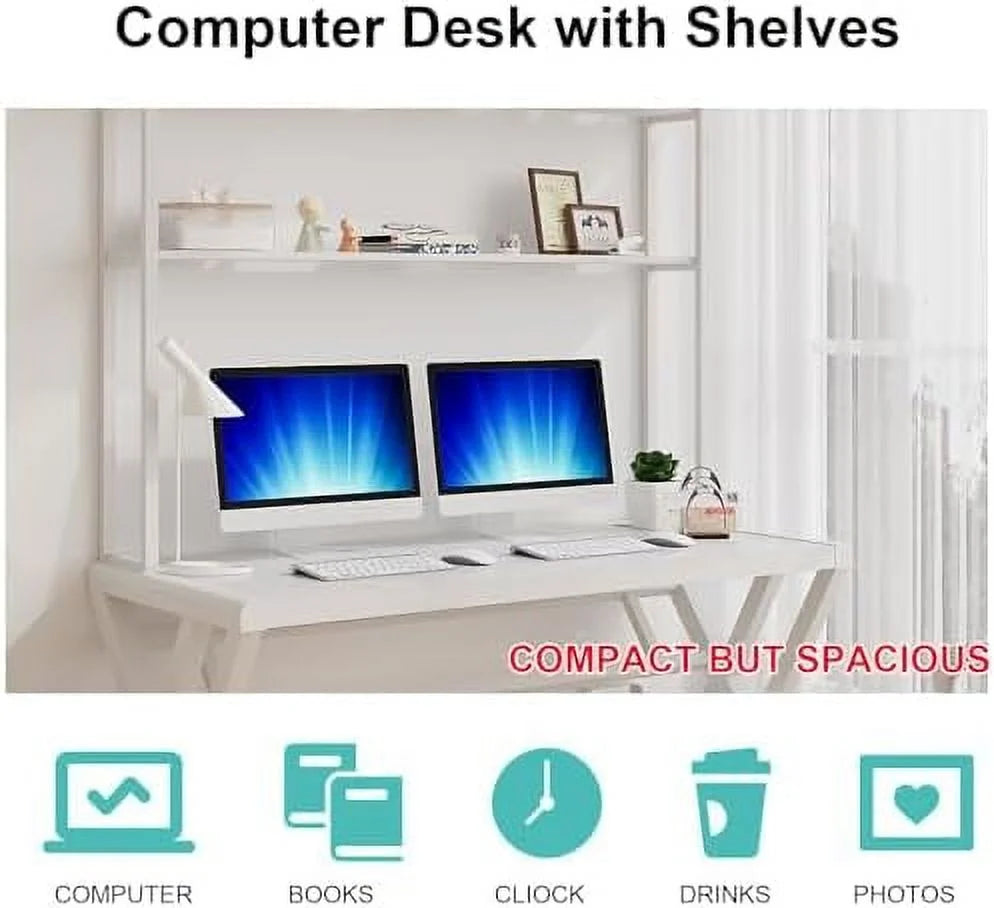 55.1 Inch Computer Desk with Tempered Glass Desktop and Metal Frame G223