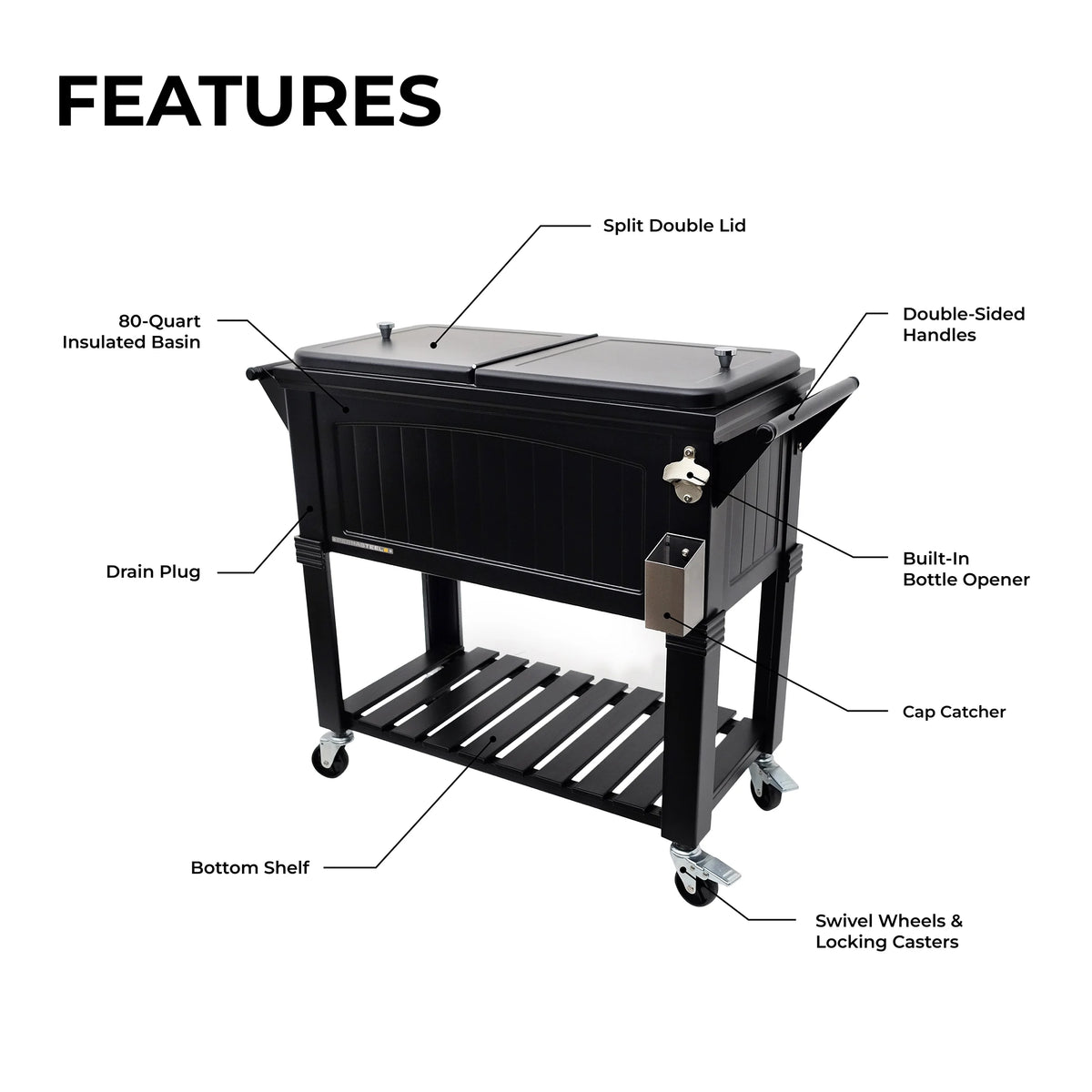 80-Qt Steel Patio Cooler on Wheels P99699