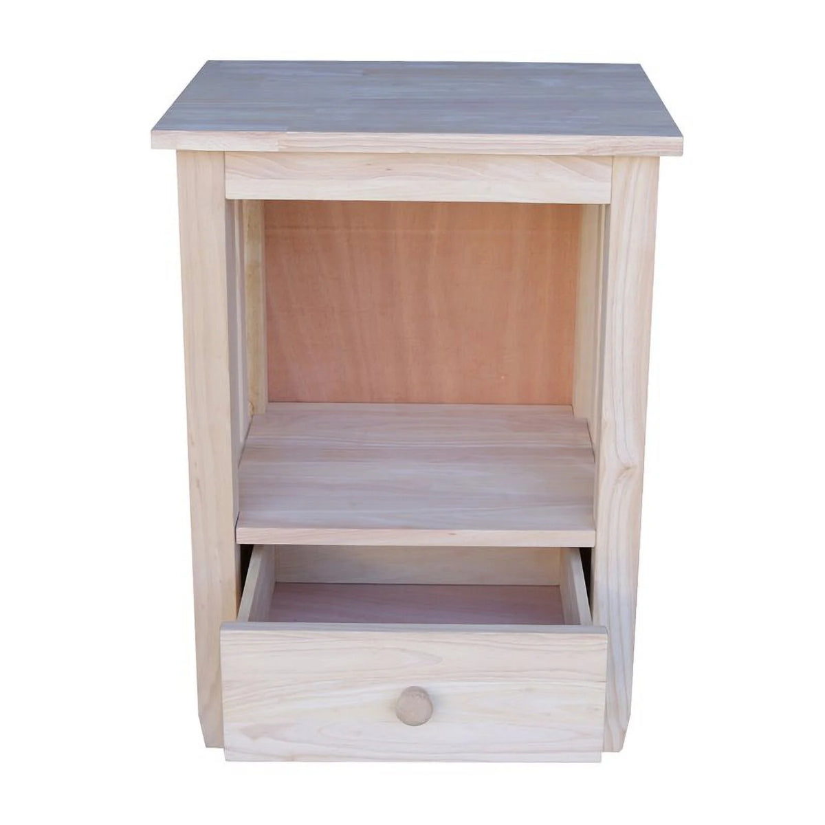 Solid Wood Unfinished End Table with Drawer Y77474