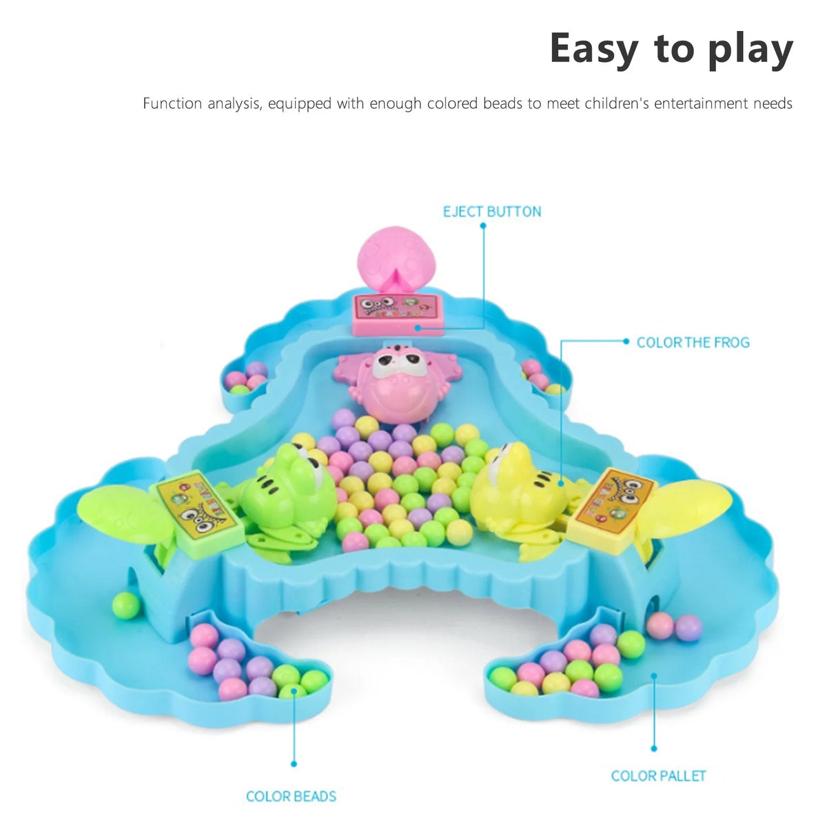 Blue Hungry Frogs Eating Beans Board Game S532
