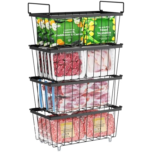 4 Pack Stackable Small Freezer Organizer Bins, White I7466