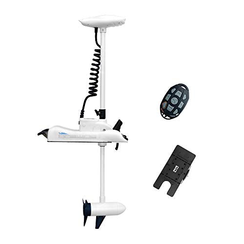 White 12V 55LBS 48 inch Bow Mount Trolling Motor with Remote Control and Quick Release Bracket M2391