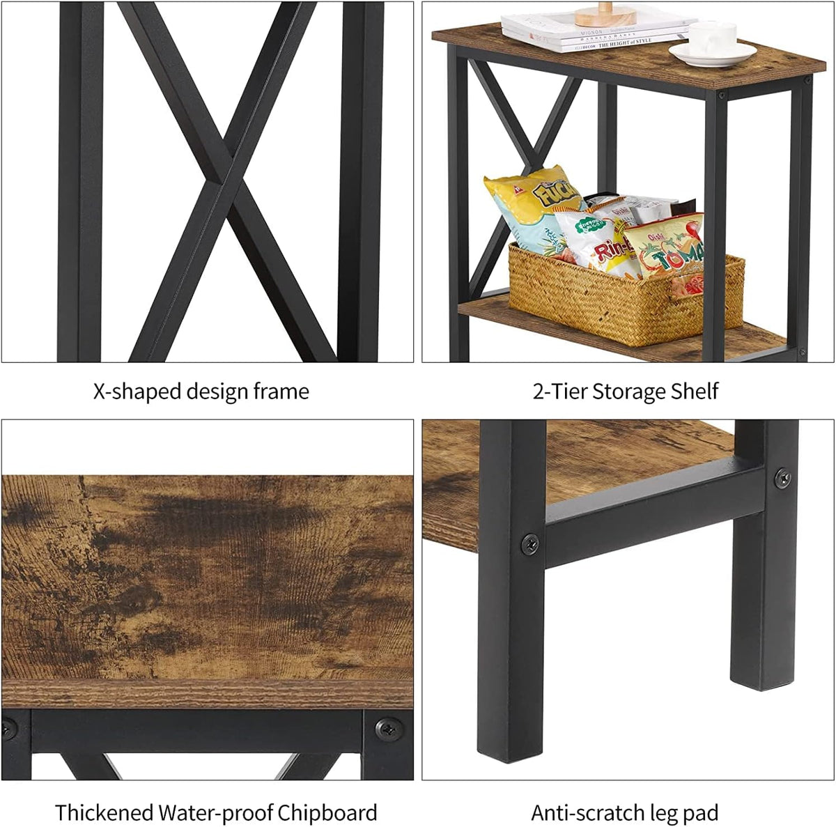 Wedge End Table with Storage Shelf F5854