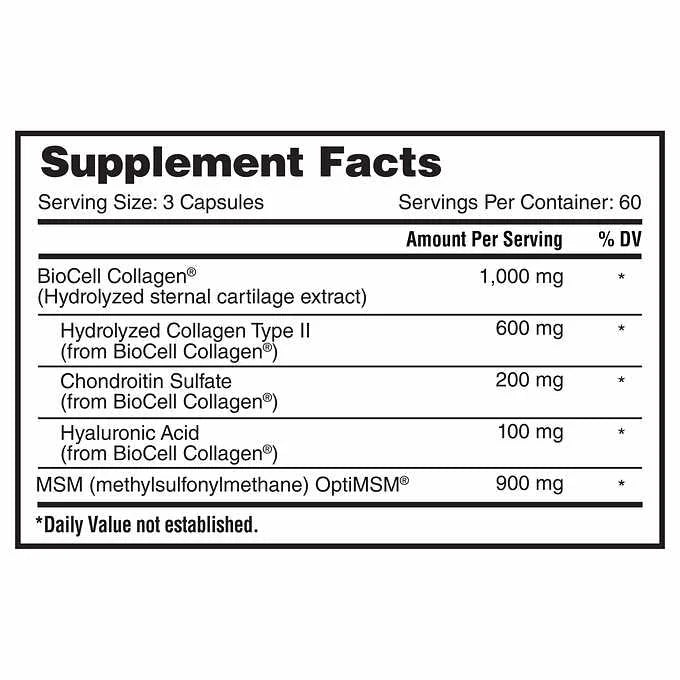 Hyaluronic Acid with Biocell Collagen, 180 Capsules L721