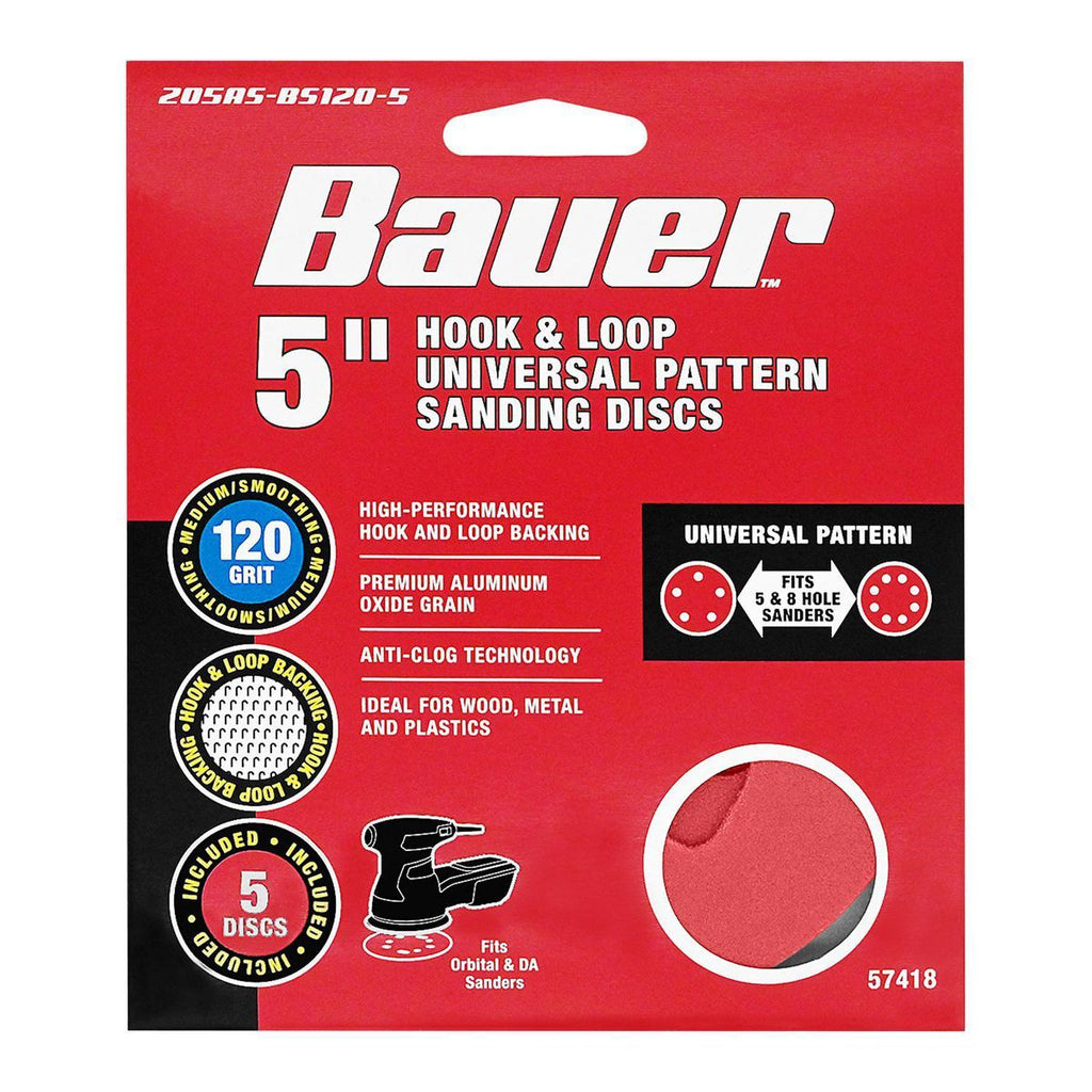 5 in. 120 Grit Hook and Loop Sanding Discs, 5 Pack P85078