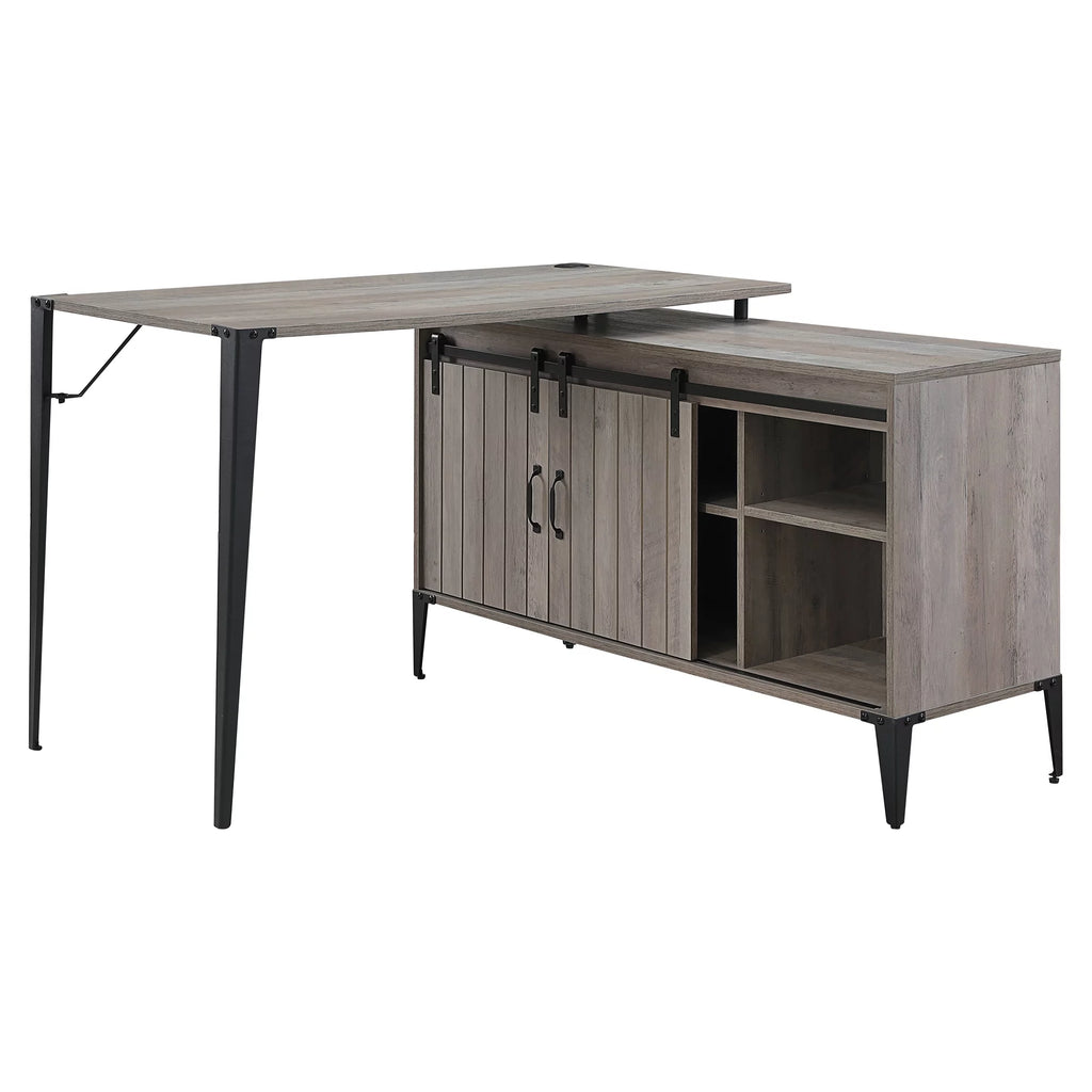 Grey Oak and Black Writing Desk Z877