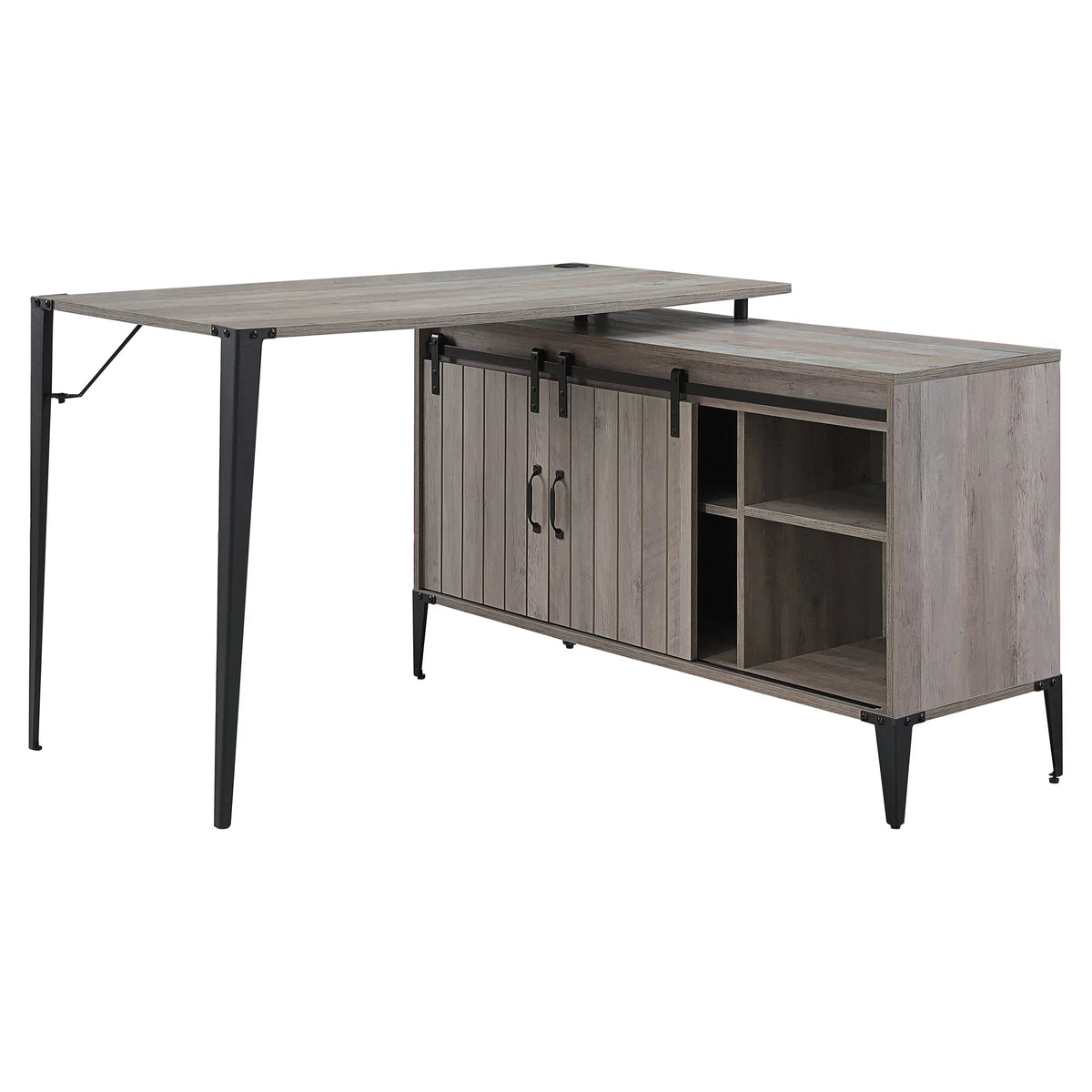 Grey Oak and Black Writing Desk Z877