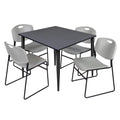 48" Square Breakroom Table & 4 Stack Chairs F1490