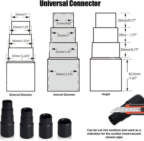 2 Pieces 25mm Horse Hair Vacuum Attachment with Universal Connector, Round Dust Brush, Hose Adapter Q4004
