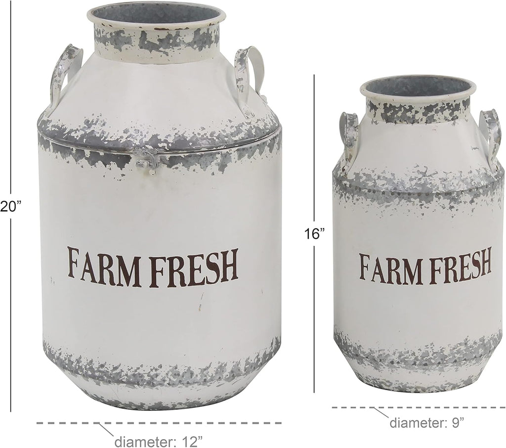 White Brown Decorative Milk Can L62709