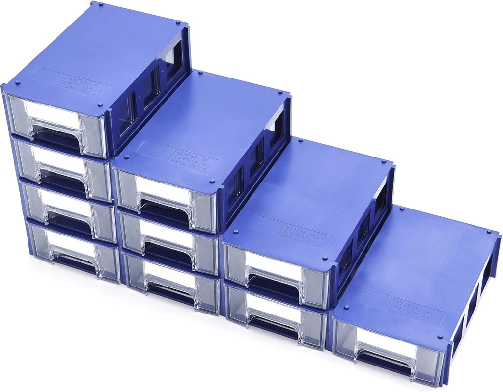 Blue Plastic Storage Drawers Set of 10 B4912