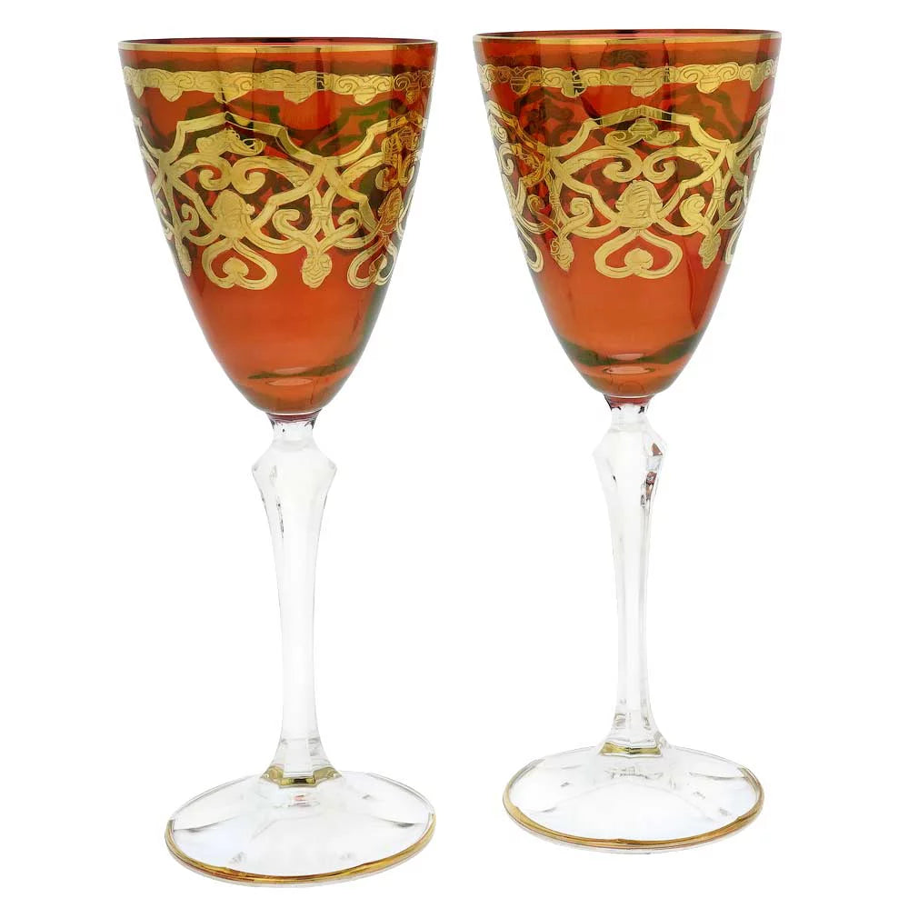Set of Two Murano Glass Wine Glasses Z9340