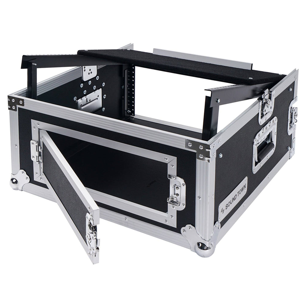 4U PA Rack Case with 11U Slant Mixer Top, 20 Rackable Depth, 4-Space Size D1113