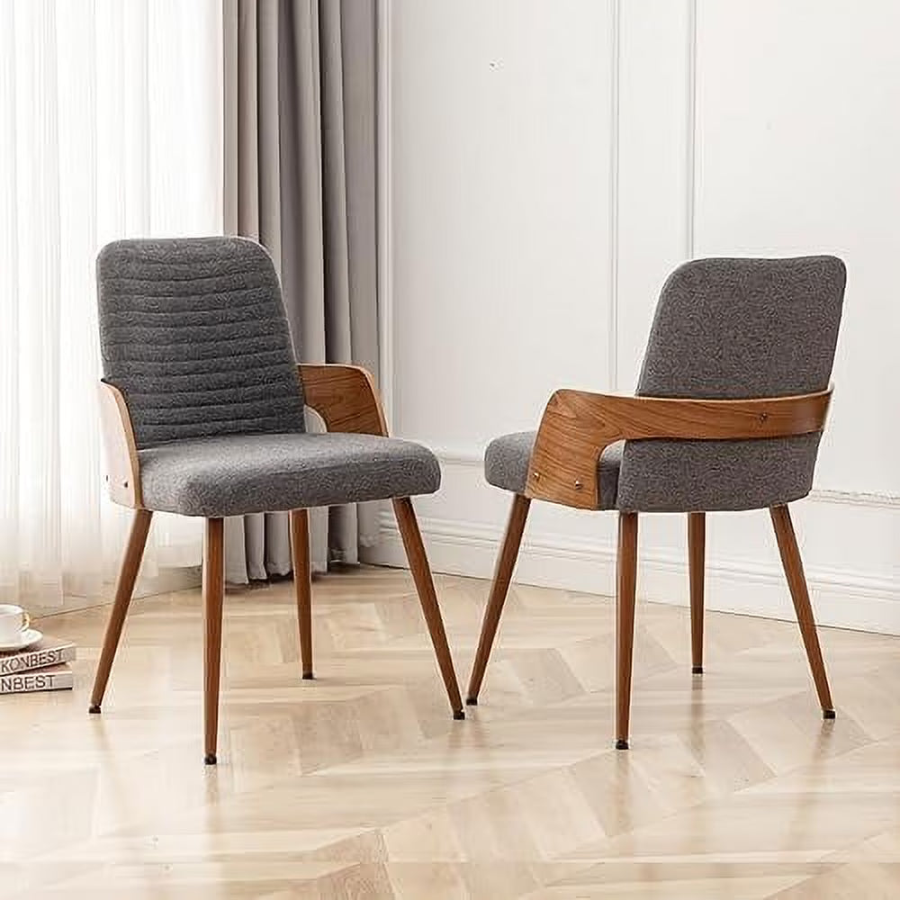 Dining Room Chairs Set of 2 Upholstered Faux Leather Metal Legs Armless W950142