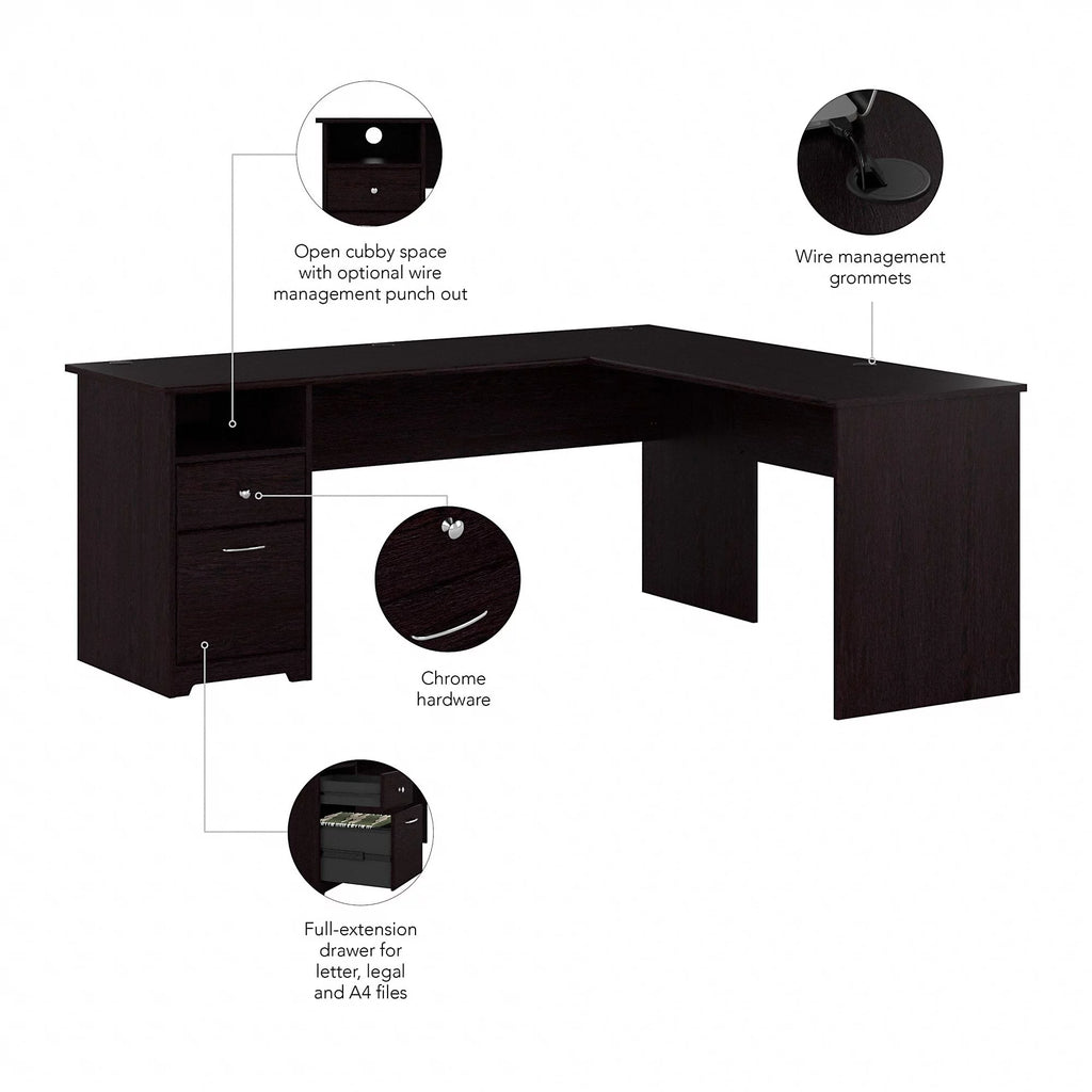 72W L Shaped Computer Desk with File Y21106