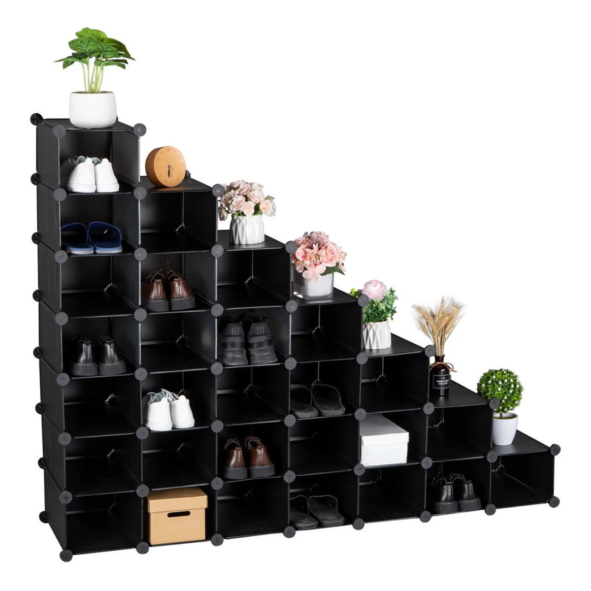 7-Tier 28-Pair Plastic Shoe Rack Y775
