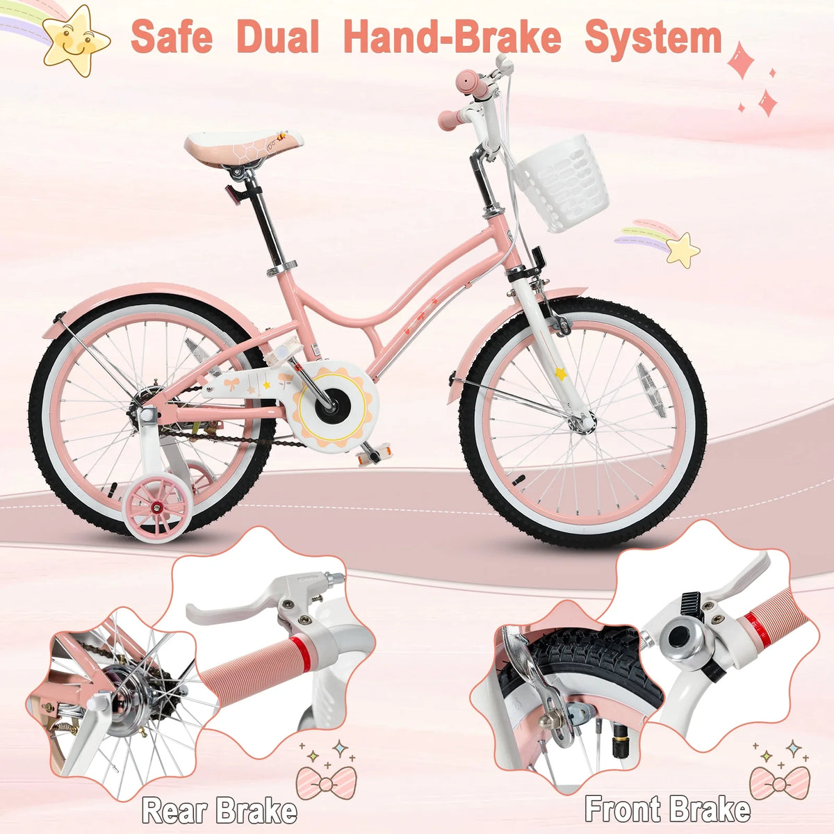 18 Inch Kids Bike with Training Wheels & Basket Purple X780