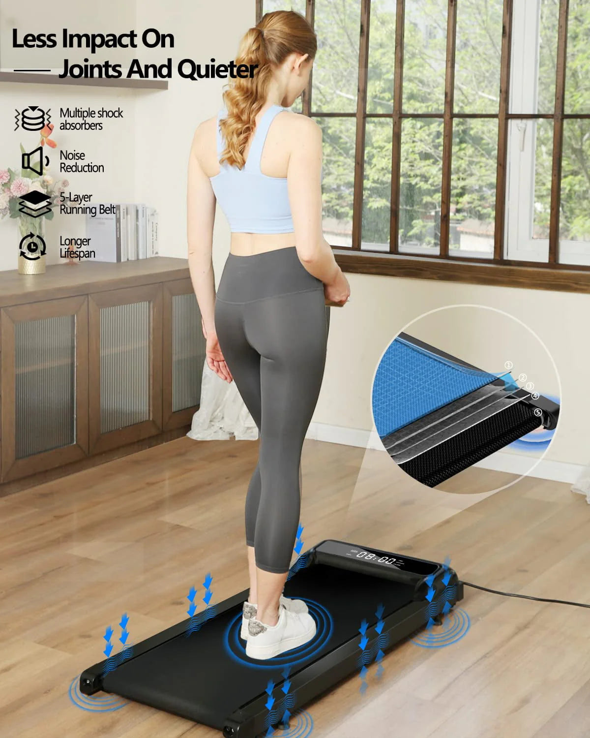2 in 1 Under Desk Treadmill, 2.5HP Quiet Portable Treadmill, Black N389