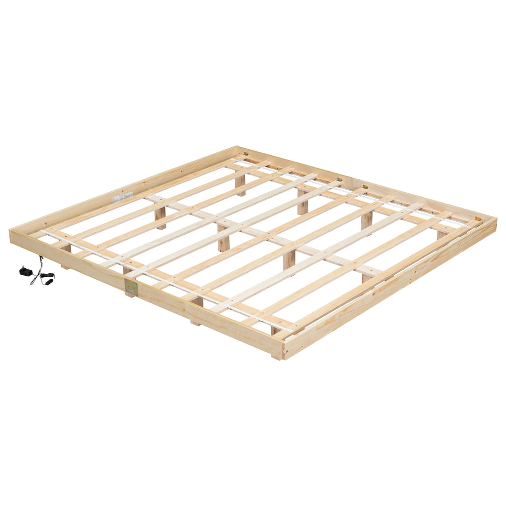 White Full Size Floating Bed Frame with LED Lights J375574