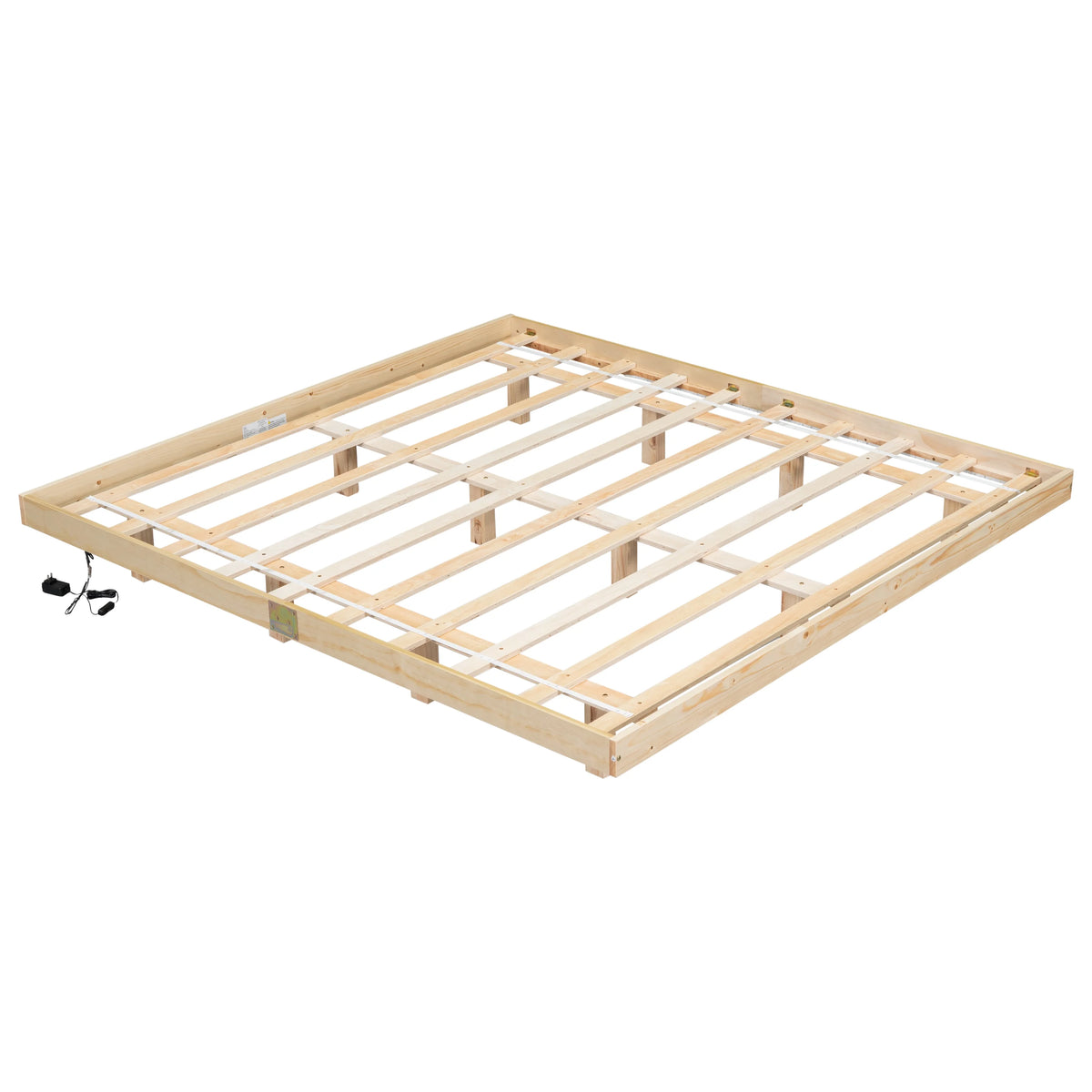 White Full Size Floating Bed Frame with LED Lights J375574