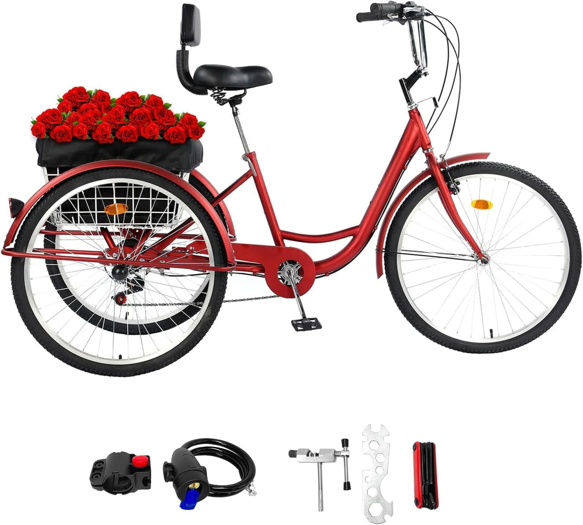 26 Inch 3 Wheels Adult Tricycle with 7 Speed Gear System C8964