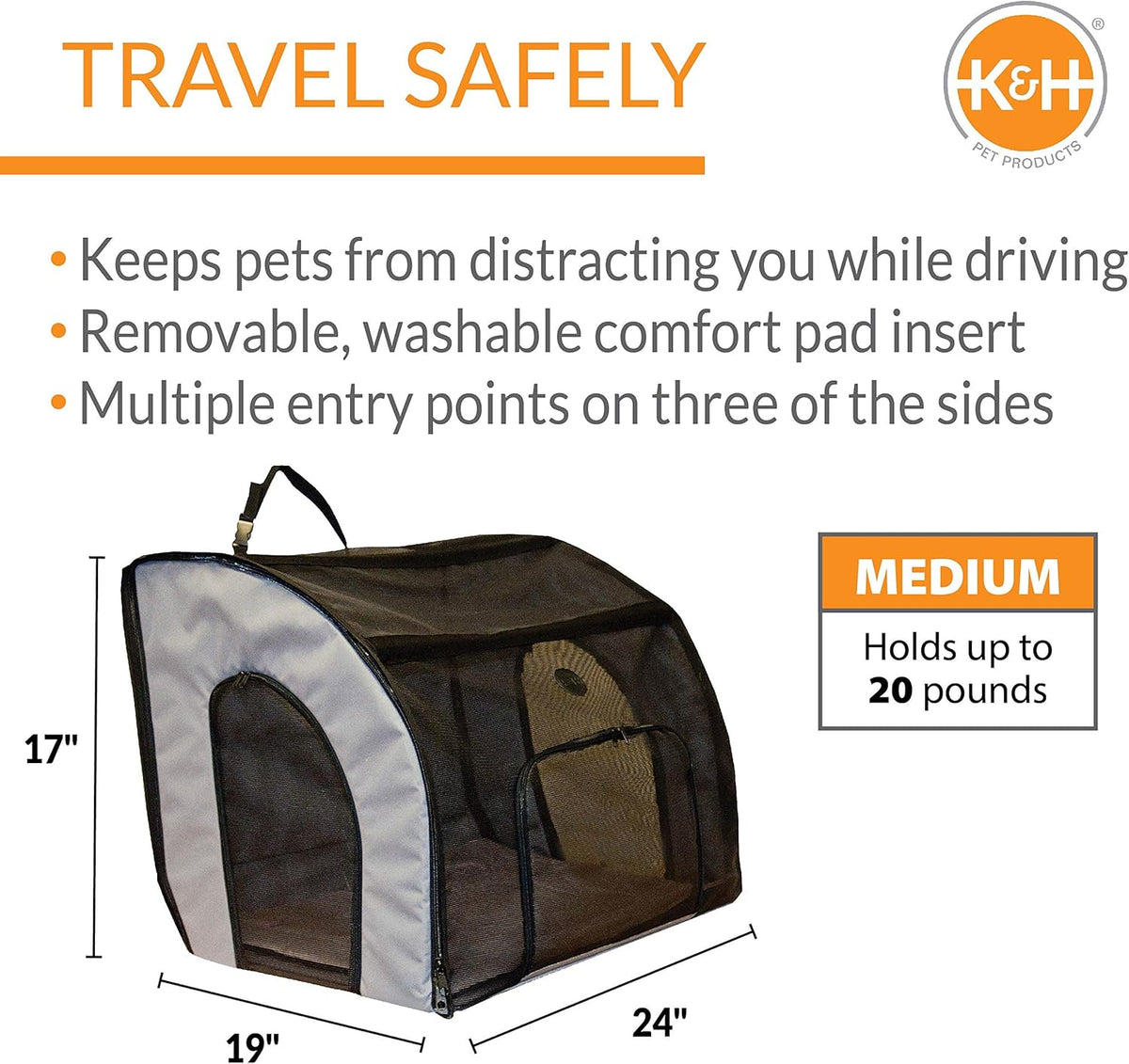 Gray/Black Medium Pet Travel Safety Carrier Pack of 2 R64671