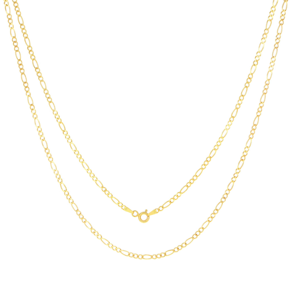 10k Yellow Gold Solid Figaro Chain Link Pendant Necklace 16" - 24" T303959
