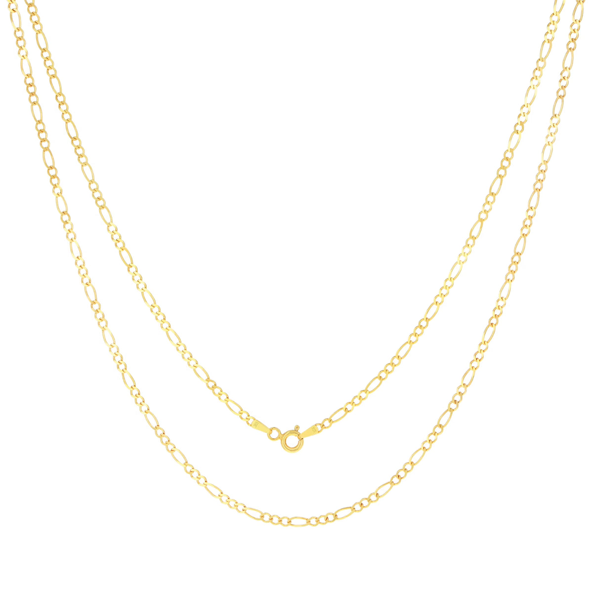 10k Yellow Gold Solid Figaro Chain Link Pendant Necklace 16" - 24" T303959