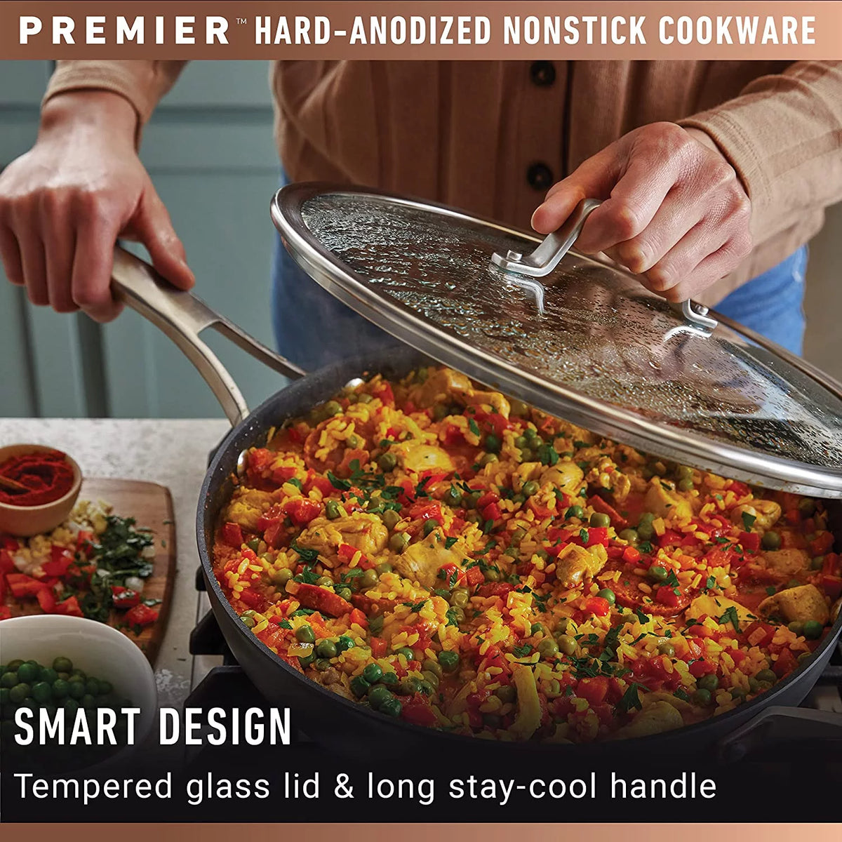 13-Inch Hard-Anodized Nonstick Deep Skillet with Lid T868511