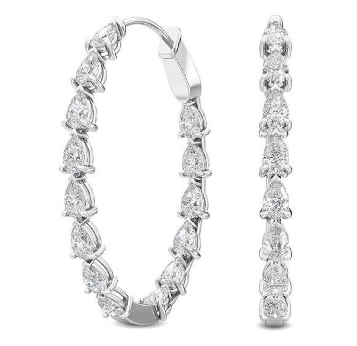 14K White Gold Hoop Earrings K6838