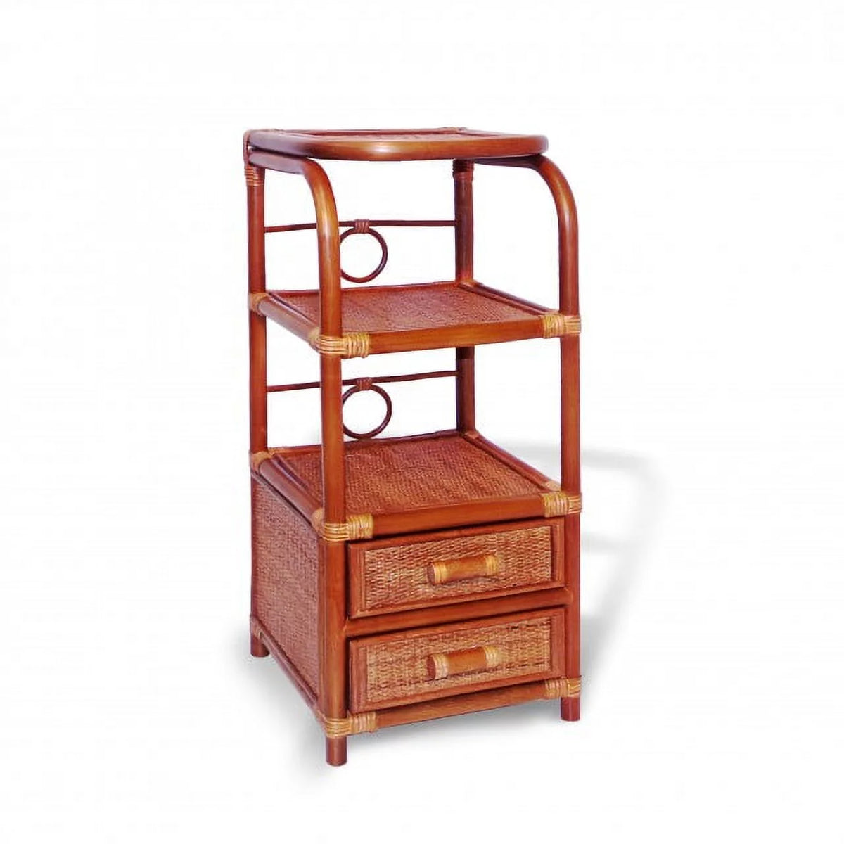 Rattan Wicker Bookcase with 2 Drawers K96330