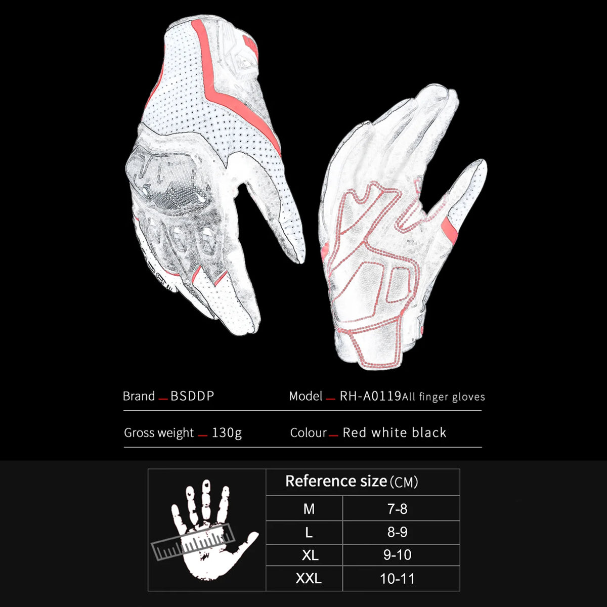 Motorcycle Gloves with Carbon Fiber Protective Hard Knuckles A240