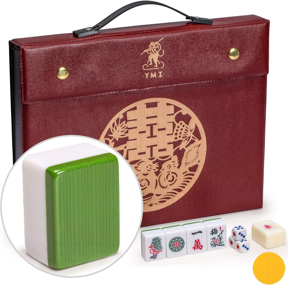 Chinese Mahjong Game Set with 146 Medium Size Tiles, 3 Dice and a Wind Indicator O37568