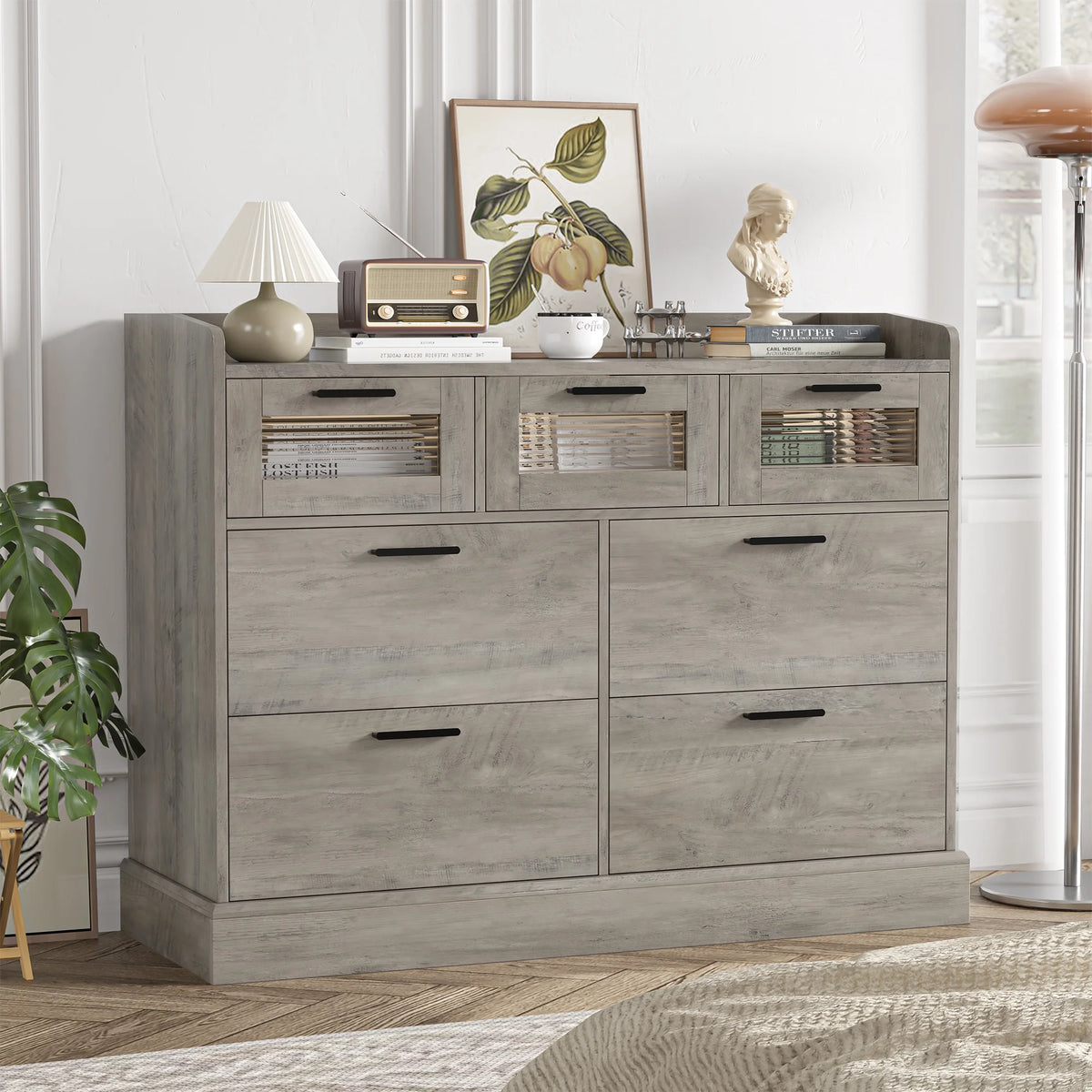 White 7 Drawer Wood Dresser I69267