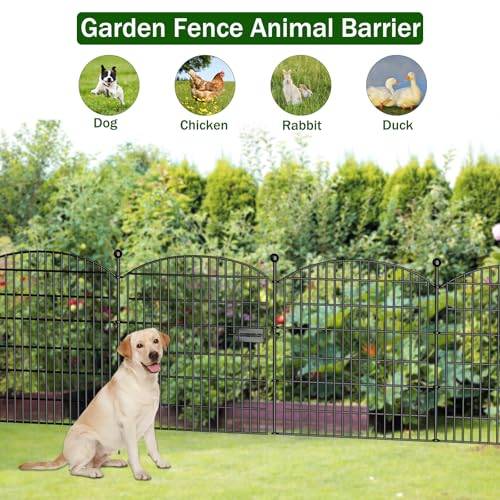 10 Panels No Dig Decorative Garden Fence 40 in x 23.6 ft Rustproof Metal Fencing L570