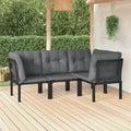 4 Piece Dark Gray Cushioned Poly Rattan Sectional Sofa Set A6226