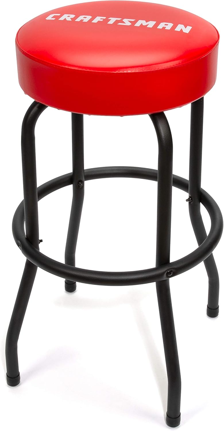 Adjustable Height Work Shop Stool with Padded Vinyl Seat O21443