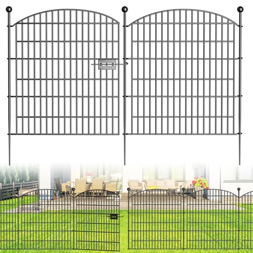 10 Panels No Dig Decorative Garden Fence 40 in x 23.6 ft Rustproof Metal Fencing L570