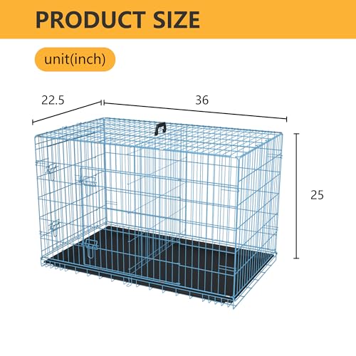 48 Inch Folding Metal Wire Dog Crate with Divider Panel and Leak-Proof Plastic Tray, Black Q3756