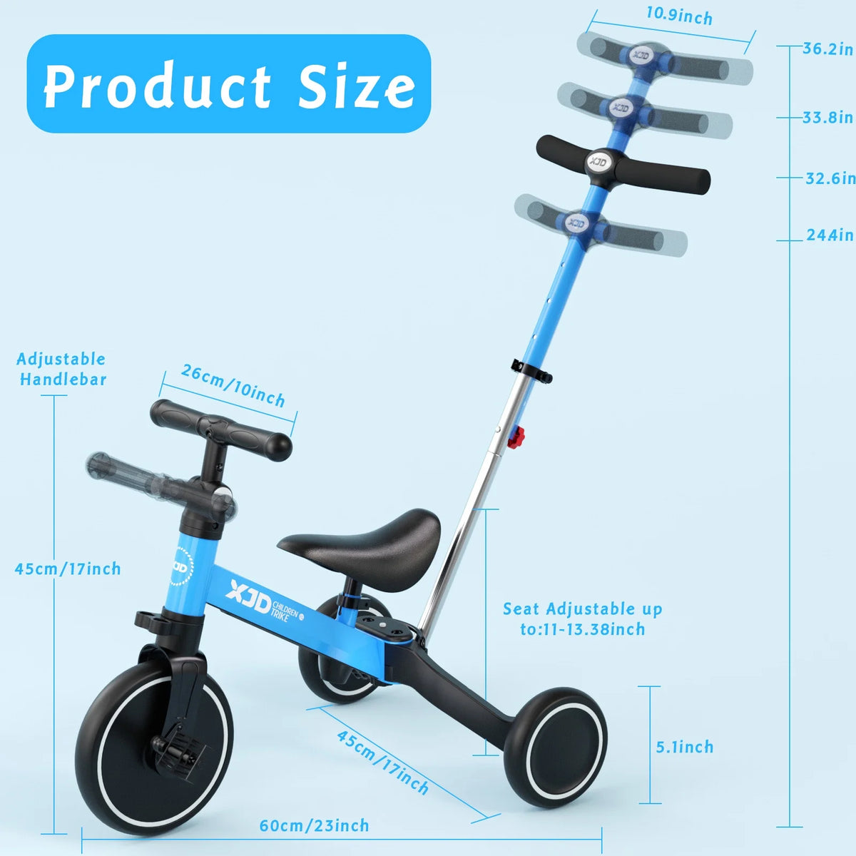 7 in 1 Toddler Tricycle with Push Handle O289