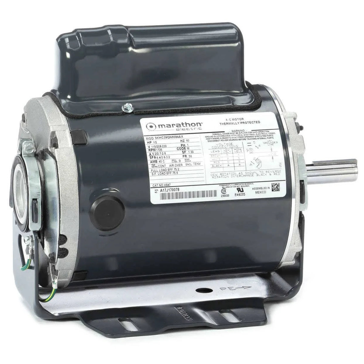 1/2 HP General Purpose Farm Duty Motor, 1 Phase, 1800 RPM Y265