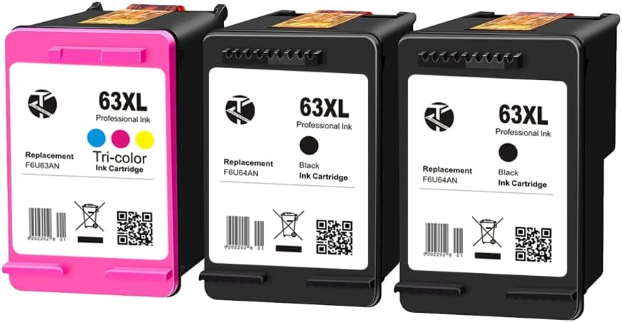Remanufactured 63XL Ink Cartridge 2 Black 1 Tricolor Pack of 2 M64251