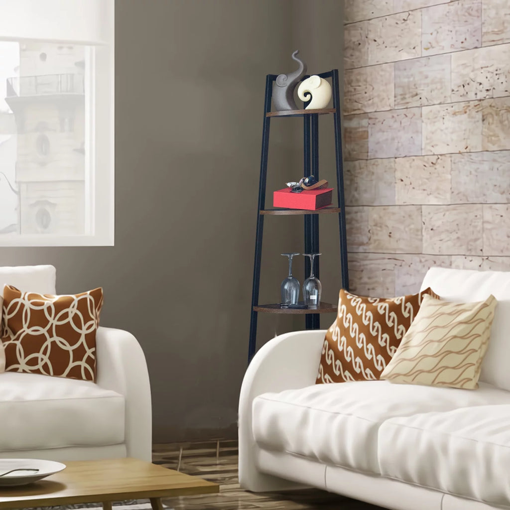 65 Inch Brown 5-Tier Corner Shelf T52393