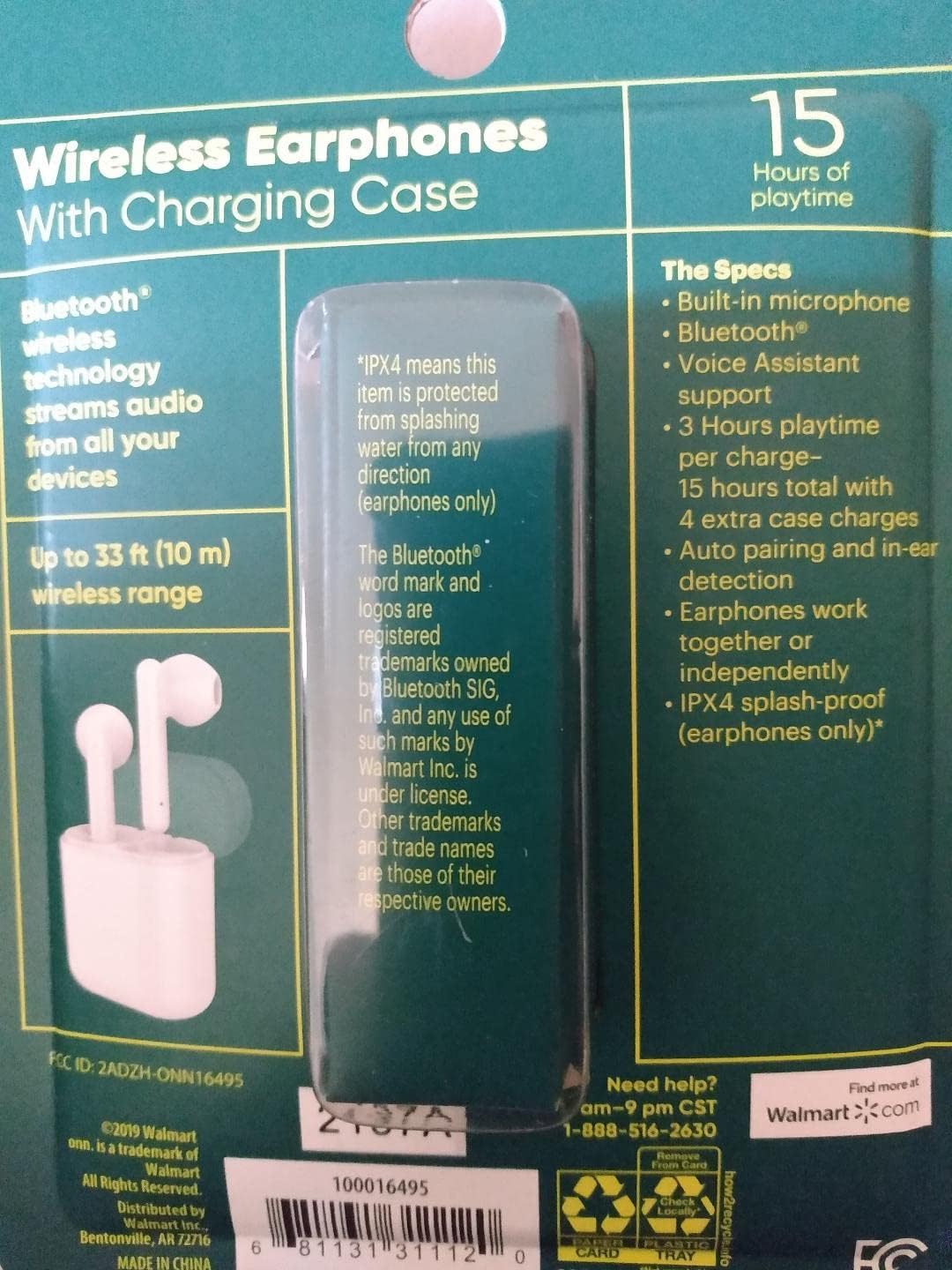 White Wireless Earphones with Charging Case F87559