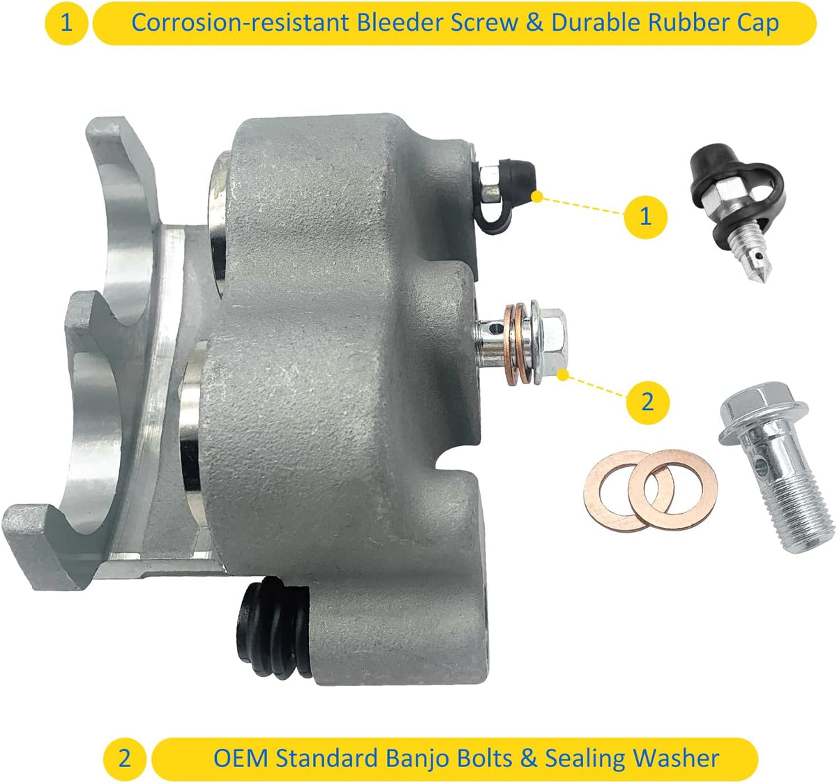 Left & Right Rear Brake Calipers & Pads Sintered for Polaris RZR XP 1000 RS1 Ranger-Crew-900 B894